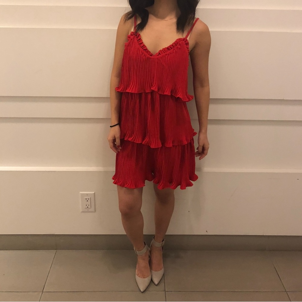 Tiered crepe mini dress